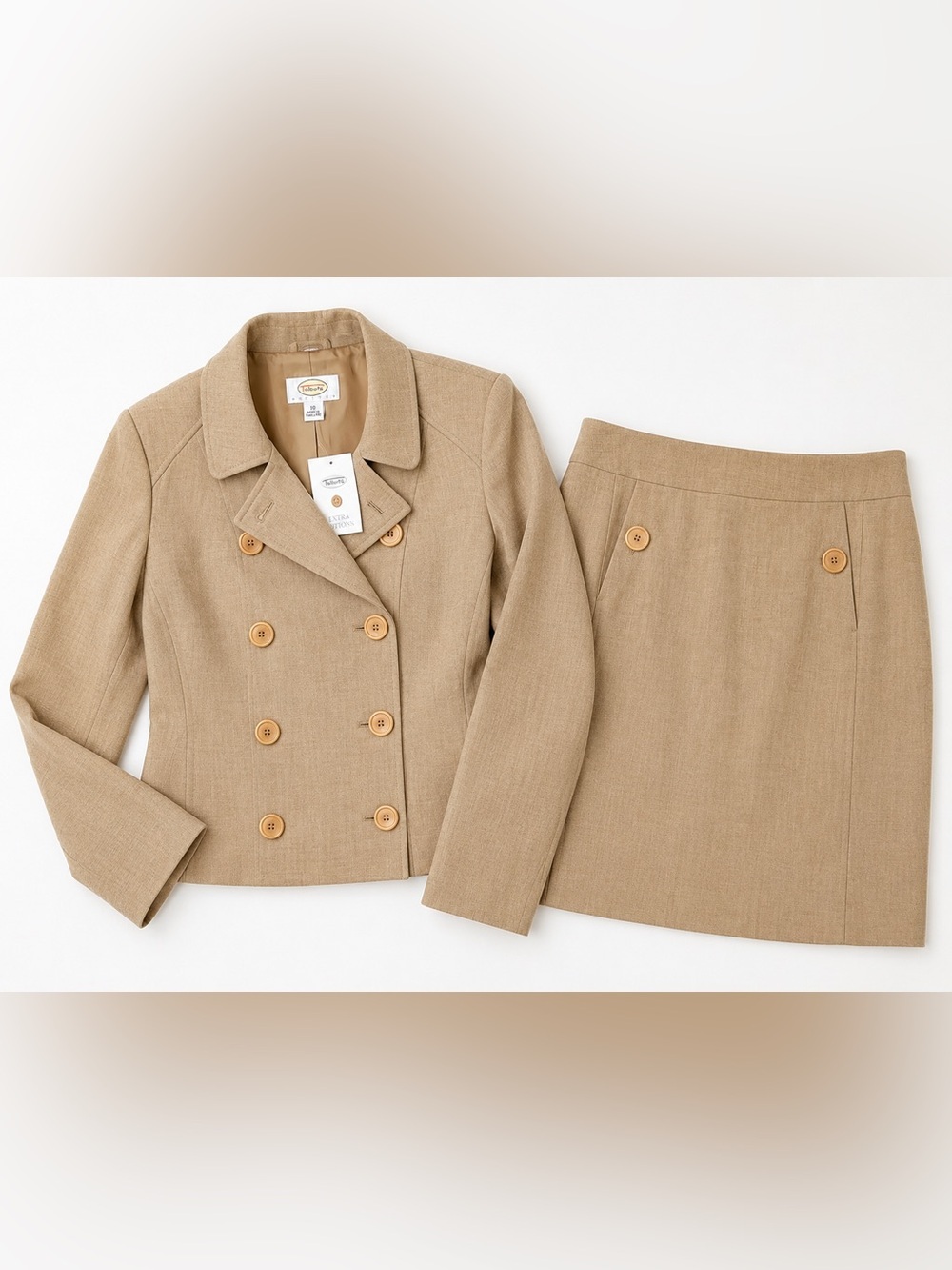 Talbots Petites NWT Wool Blend Skirt Suit Set Camel Beige Size 10P, ‼️$336 MSRP